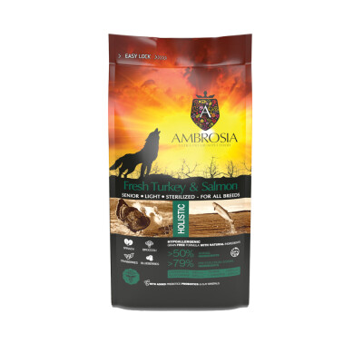 AMBROSIA Senior Light Sterilised Fresh Turkey & Salmon 12kg