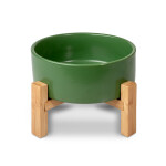 GLEE Μπολ Luxury κεραμικό με βάση Bamboo - Πράσινο