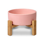 GLEE Μπολ Luxury κεραμικό με βάση Bamboo - Ροζ