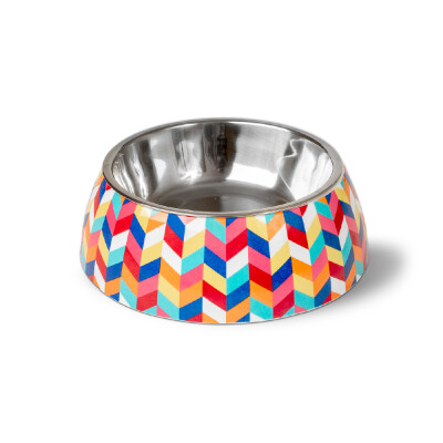 GLEE Μπολ φαγητού και νερού μελαμίνης με ανοξείδωτο κάδο Colorfull