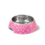 GLEE Μπολ φαγητού και νερού μελαμίνης με ανοξείδωτο κάδο Rhombus Ροζ