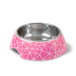 GLEE Μπολ φαγητού και νερού μελαμίνης με ανοξείδωτο κάδο Rhombus Ροζ