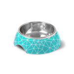 GLEE Μπολ φαγητού και νερού μελαμίνης με ανοξείδωτο κάδο Rhombus Τυρκουάζ