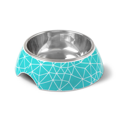 GLEE Μπολ φαγητού και νερού μελαμίνης με ανοξείδωτο κάδο Rhombus Τυρκουάζ L 700ml