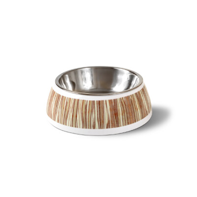 GLEE Μπολ φαγητού και νερού μελαμίνης με ανοξείδωτο κάδο Natural