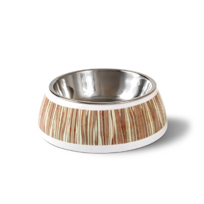 GLEE Μπολ φαγητού και νερού μελαμίνης με ανοξείδωτο κάδο Natural