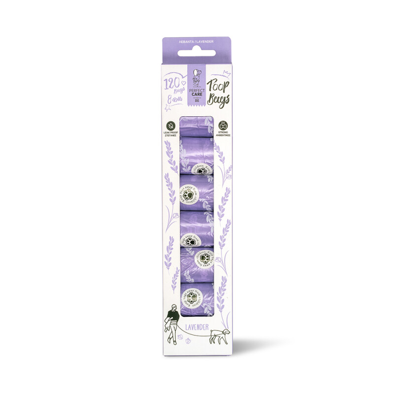 Perfect Care Poop Bags 8 Rolls Lavender