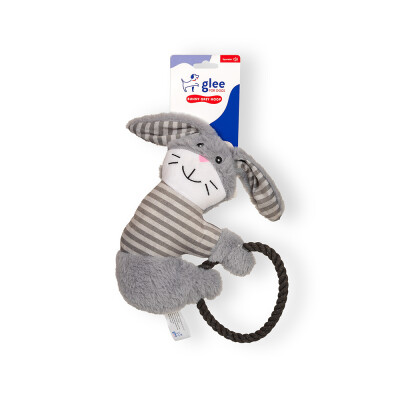 Bunny Grey Hoop Rope Squeaky