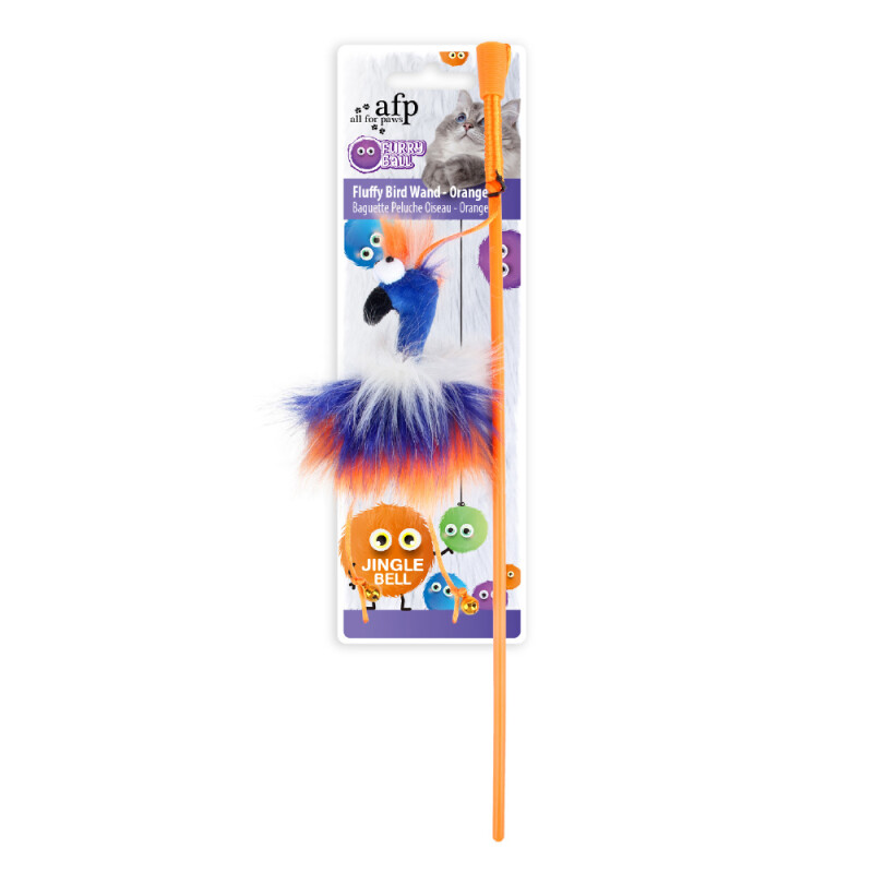 AFP Παιχνίδι Γάτας Furry Ball Bird Wand Πορτοκαλί