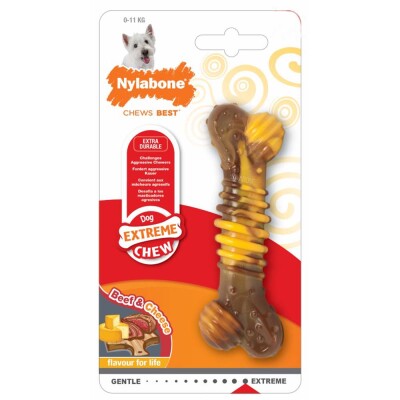NYLABONE Extreme Chew Texture Bone - Steak & Cheese Small