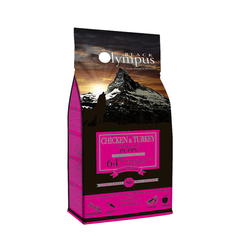 Black Olympus Low Grain Puppy Medium Chicken & Turkey with Brown Rice 12kg
