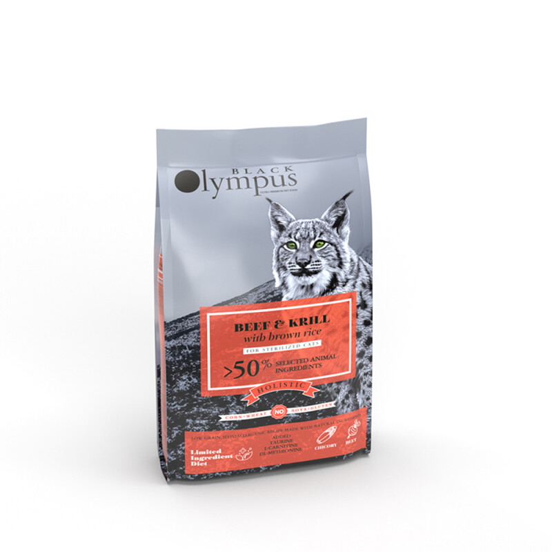 Black Olympus Low Grain Cat Sterilized Beef & Krill