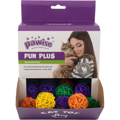 PW Cat Toy Fun Box Willow Ball with Bell (1x 36pcs)