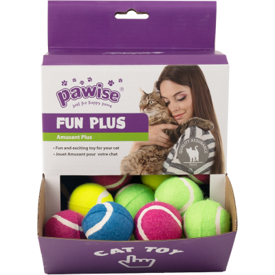 PW Cat Toy Fun Box Tenis Ball with Bell (1x24pcs)